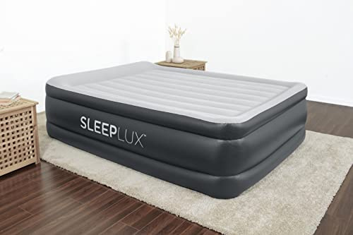 SLEEPLUX Durable Inflatable Air Mattress with Built-in Pump, Pillow and USB Charger, 22 Tall Queen