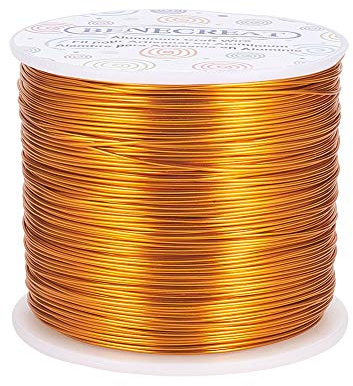 BENECREAT Aluminiumtråd, 20 Gauge (0,8 mm) 235 m, anodiserad, för smycken, hantverk, pärlor, blombindning, färgad hantverkstråd i aluminium, guld