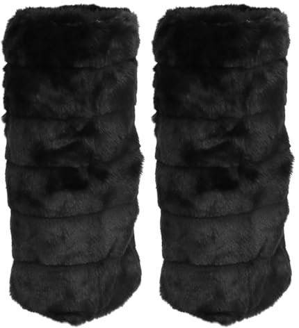 BESPORTBLE 1 Paar Fell Stulpen Damen: Winter Pelz Stulpen Schwarze Fellstulpen Fuzzy Warm Beinlinge Stulpe Kunstleder Beinwärmer Stiefel Manschetten Pelzigen Beinlinge Stiefelüberzüge