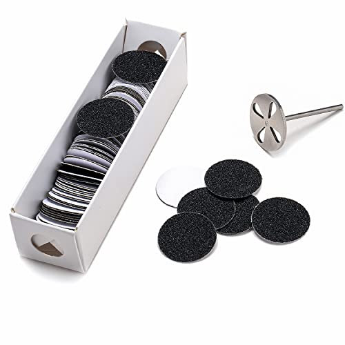 100 Stück Schleifpapier Scheibe und 1 Metall-Bit, 3/32 Schaft, austauschbarer Pediküre-Schleifscheiben-Bit für abgestorbene Haut, Hornhautentfernung, elektrische Fußfeilenwerkzeuge (150# (Medium))