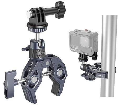 SMALLRIG Super Clamp mit Kugelkopf, Magic Arm, Klemme Stativ, Kamerahalterungsklemme, für LCD-Feldmonitor, Blitz, Mikrofon, für Gopro, für DJI Action 3, für Insta360, Max. Belastung 3,5kg(7,7lb)-4102B