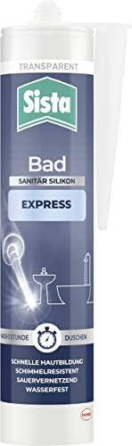 Sista Bad Express Sanitär Silikon Transparent - Wasserfeste Dichtmasse für Das Bad, Schimmelresistent, für Viele Materialien - 1x280ml Kartusche