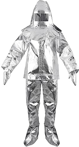 Trumego Heat Resistant Suit Fireproof Clothes Anti Thermal Radiation 1000 Degree Flameproof Composite Aluminium Foil Suit (XXL)