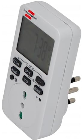 BRENNENSTUHL Timer Settimanale Digitale - Presa Temporizzata Facile e Intuitiva, Interruttore Temporizzato per Ottimizzare il Consumo Energetico, Bianco