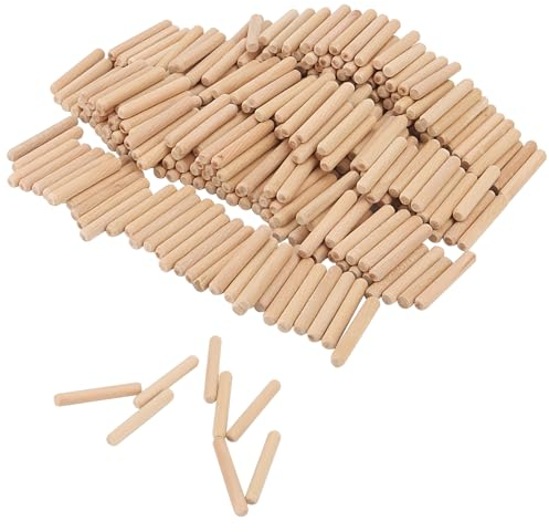 KEILEOHO 1000 clavijas de madera de 6 x 40 mm, clavijas de madera estriadas de 1/4 x 1,5 pulgadas con extremos biselados, clavijas de madera para muebles, proyectos de arte