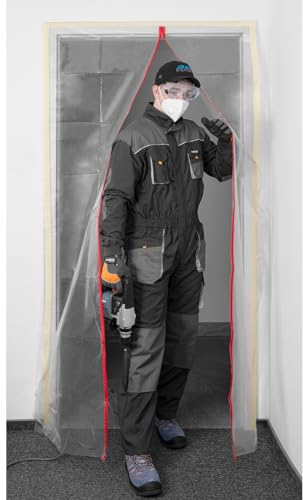 NEO TOOLS Staubschutztür mit Reißverschluss Zip Door - Tür Staubschutz Türen - Bautür Türabdeckungen - Transparent - Staubtüren mit Reißverschluss Folientür (I Form 1210 x 2140 mm)