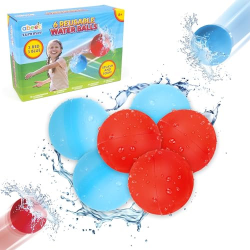 abeec 6 Reusable Water Bombs - Kids Toys - Garden Toys - Outdoor Games - Easy Fill Refillable Water Balloons - Ideal Pool Party Accessories - Summer Fun - Pool Toys
