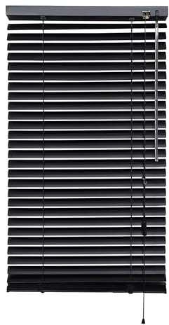 iYueMps Aluminium Venetian Blinds(75cm x 130cm) for Clamping or Dirlling Window Blinds Strong Trimmable Easy Fit 25mm Slat for Home, Office, Bathroom, Bedroom, Living Room, Kitchen-Black
