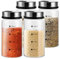 ZOFUN Set di 4 barattoli per spezie, spezie, in vetro, 200 ml, barattoli per spezie con coperchio girevole, per cucina, sala da pranzo, barbecue all'aperto