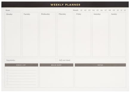 Kokonote Wochenplaner Block A4 Kalender Planer Basic Studio Tischkalender Block - Kalender Planer - Tischplaner A4 - Tischkalender ohne Datum - Schreibtischunterlage Papier