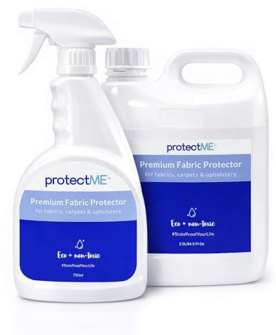 protectME Fabric Protector Spray Bundle - 25.4 oz + 84.5 oz - Non Toxic, Odorless Upholstery & Fabric Stain Guard for Couch, Carpet, Shoes, Sofa, Furniture - Water-Based & Long-Lasting Protection