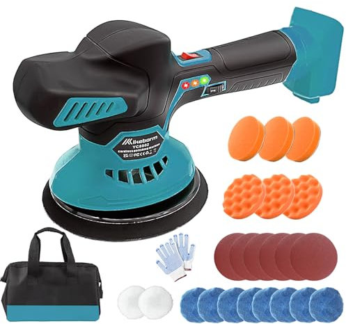 Cordless Car Buffer Polisher，Compatible with Makita 18V Battery,Car Polisher Buffer Machine with 6 Variable Speed,24 Accessories,for Car Detailing/Scratch Removing (No Battery)