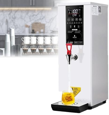 Dispensador de agua caliente comercial, calentador eléctrico de agua, máquina de agua caliente de acero inoxidable, control de temperatura de calentamiento por pasos de 104-212 °F,White