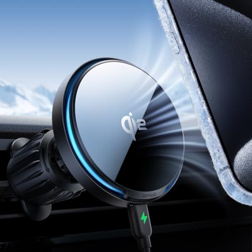 Lamicall Qi2 Handyhalterung Auto für Magsafe Autohalterung mit Ladefunktion - [Kühlventilator & Smart-Chip] 15W Kfz Handy Halterung Magsafe Ladegerät Auto Lüftung Magnet für iPhone 17/16/15/14/13/12