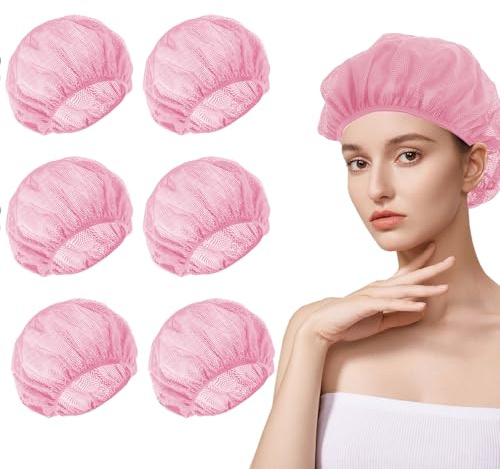 Asheyya 6 Pcs Hair Nets for Sleeping In for Curly Hair, Reusable Sleeping Hairnets Suitable for Improving Sleep Comfort (Pink)