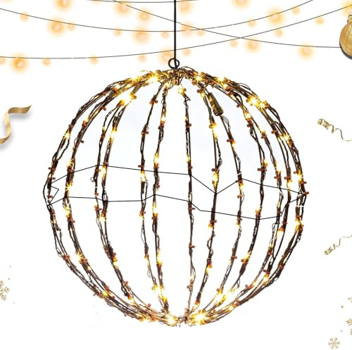 Boule Lumineuse LED - Pliable Décorations Noël Boule À LED - Sphère Lumineuses Suspendues Multicolores pour l'arbre De Noël Intérieur et Extérieur, Jardin, Décoration De Fête La Nuit sur Terrasse