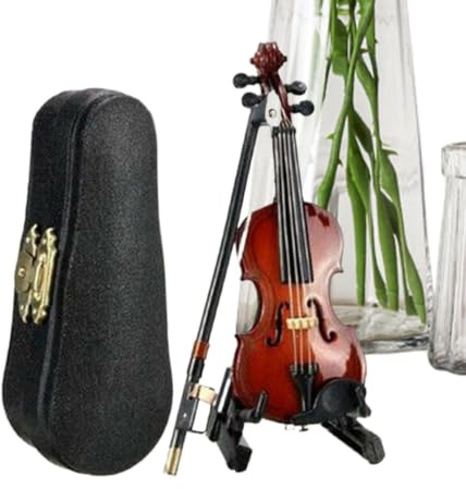 violino - Violino più da 4,72x1,61 pollici, piccoli violini portatili con suono, modello di decorazione da tavolo da 5 pollici | Modelli di strumenti di decorazione da tavolo regolabil