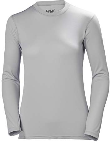 Helly Hansen Womens HH Tech Crew Long Sleeve, L, Light Grey