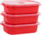Décor Lot de 3 récipients Alimentaires pour Micro-Ondes - 3 x 900 ML - Évacuation de la Vapeur - Passe au Lave-Vaisselle et au congélateur - Rouge