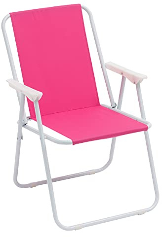Baroni Home Sedia Pieghevole da Mare, Sedia Spiaggia o Campeggio in Tela, Sedia da Esterno con Braccioli Colorata 52x44x76 cm Fucsia