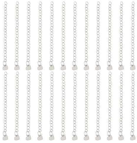 UNICRAFTALE 30 STK 60mm Armband verlängerung Kette 304 Edelstahl Kettenverlängerung Mit Herz Anhänger Metall Schmuck Verlängerungskette Kettenverlängerung Für Halskette Armband Schmuckherstellung