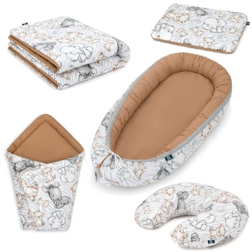 Peti Bebe - Conjunto de bebé 5 en 1 para bebé + edredón + almohada + saco de dormir + cojín de lactancia