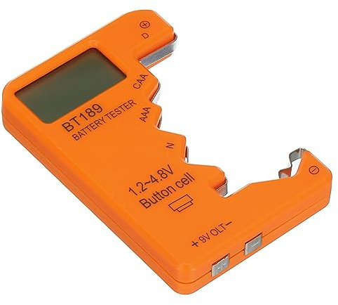 PATIKIL Digitale Batteria Tester, Plastica BT-189 Modello Trasparente Schermo Batteria Elettricità Tester Volt Controllo per AAA, N, D, 9V, Pulsante Cella,1,2-4,8V, Arancione