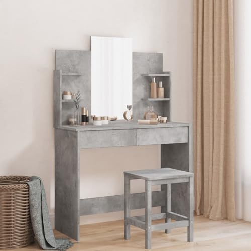 Gecheer Toeletta con Specchio, Tavolo per Cosmetici, Tavolo da Trucco con Specchio, Postazione Trucco, Legno Multistrato 96x39x142 cm for Camera da Letto