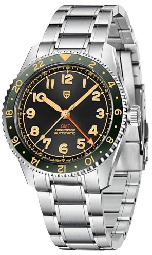 Pagani Design 1784 Herrenuhr Automatik Mechanisch GMT Armbanduhr für Herren mit Edelstahlband Japan NH34A Uhrwerk Saphirglas Wasserdicht Leuchtend Klassisch Business