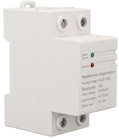 Dispositivo Protector de Voltaje, Protector de bajo Voltaje de Arranque Automático de Fácil Instalación 40A AC230V para Electrodomésticos (Entrada Arriba y Salida Abajo)