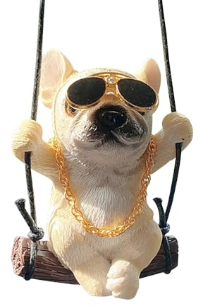 TOEECY Ciondolo per Auto Ornamento Auto Bulldog Ciondolo Divertente Ciondolo per Auto Cute Ornamento Accessori Idea Regalo (Giallo-1)