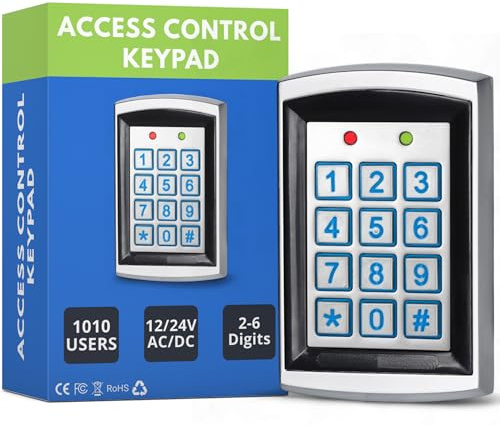 SecureMyDoor Access Control Proximity Keypad for Indoor & Outdoor Use, 12-24V, Die-cast Aluminum, Stores 1000 Cards and Pins, Backlit Keys, IP65 Weather Resistant by SecureMyDoor