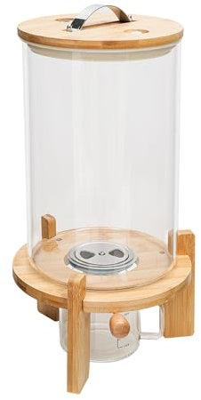 vinnyooc Dispensador de arroz de 7,5 L, recipiente para cereales, harina, cereales, recipiente para cereales, depósito de avena, depósito de almacenamiento con soporte de madera Airtight para cocina