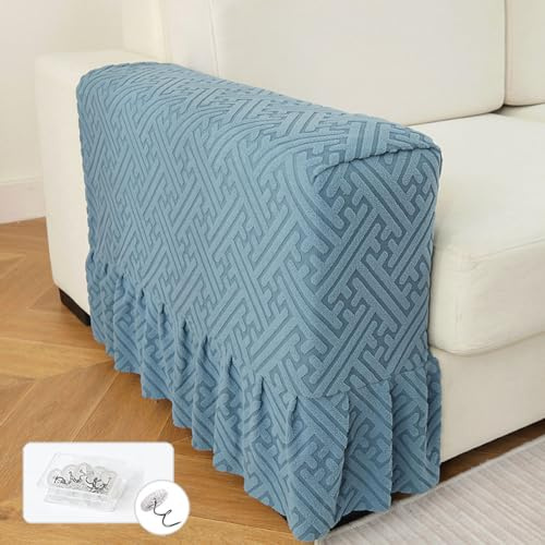 Fansu Funda Reposabrazos Sofa, 1 Par de Protector de Reposabrazos Sofa, Funda para Brazos de Sofa Antimanchas Funda, Elástica Reposabrazos Sillon para Sofá Silla con Faldón (Azul)