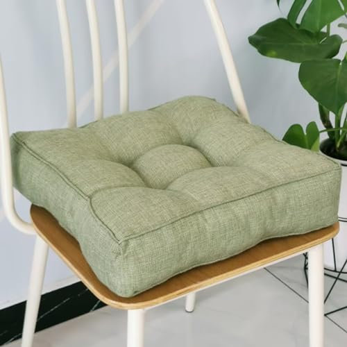 Generisch Sitzkissen Stuhlkissen 45x45x9cm für Indoor und Outdoor aus Baumwolle Dicke Polsterung Steppkissen/Bodenkissen, Stuhl Sitzpolster Passt für Haus, Garten, Büro und Autositze,Grün