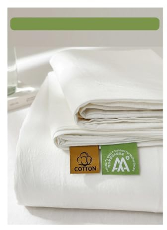 Bettlaken Haustuch Betttuch aus 100% Gewaschener Baumwolle ohne Gummizug Superweiche und Atmungsaktive in vielen Größen und Farben(White,160x230cm+48x74cm x1)