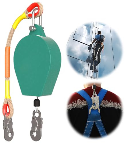 Lotvic Antichute a Rappel Automatique 10m, Dispositif Anti Chute a Rappel Automatique, Ligne de Vie Auto-Rétractable, Harnais de Securite Anti Chute Professionnel, Charge Maximale 150 kg