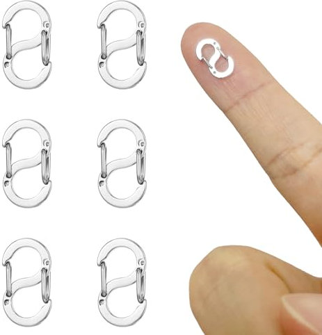 NICEIN 6 Stück Doppelt zu öffnende Kettenverschluss, S-Lock-Armband Verschlüsse,Verschlüsse für Armbänder aus Edelstahl,mini Karabiner,Kurzer Armband Verschluss,Geeignet (6PCS-12mm)