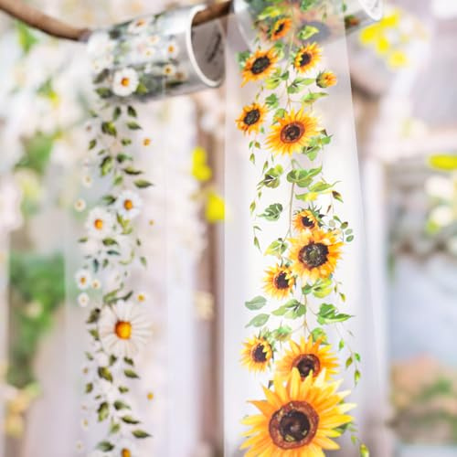 Scrapbookingtillbehör klistermärkesset, 6 rullar blomstervin tematisk PET Washi-tejp estetiska klistermärken, dekorativt för Bullet Journaltillbehör, Journaling, fotoalbum, anteckningsbok