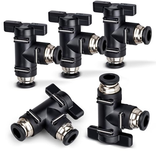 Bwintech 5 pezzi 8 mm valvola a sfera pneumatica spingere per collegare raccordi BUL valvola di controllo del flusso d'aria diritto raccordi tubo aria a connessione rapida