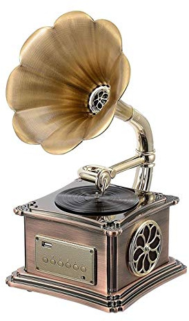 ZJFHEYUO Giradischi Vintage, fonografo Classico retrò, Sistema Audio Stereo con Altoparlante, Carillon, chiavetta USB, grammofono