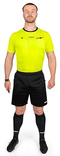 FORZA Football Referee Kit | Short or Long Sleeve Shirt, Shorts and Socks – Sweat‑Wicking Kit for Football Officials - 2 Colours (Short Sleeve, Fluro Yellow, M)