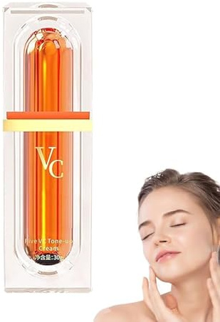 Naturlig make-up creme med fem C-vitaminer, Japanese Vitamin C Makeup Tone Up Cream, Fünf Vitamin C feuchtigkeitsspendende aufhellende Creme, Lang Anhaltende Moisturizing für alle Hauttypen (1)