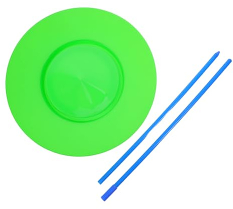 FRCOLOR Assiettes de Jonglage en Plastique Vert Facile à Apprendre avec Bâtons pour Spectacles Itinérants et Performances en Plein Air, Débutants et Professionnels