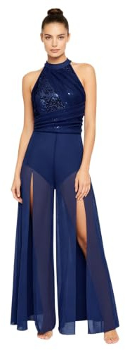MSemis Mono Baile Lírico Mujer de sin Mangas Pantalones Gimnasia Largos de Gasa Flotante Traje Baile Contemporáneo