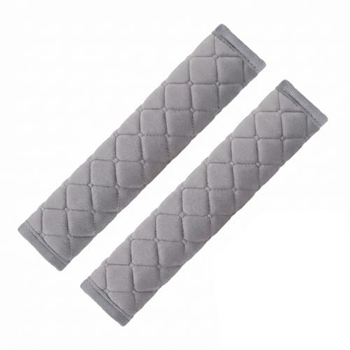 BLPRKOT Protection Ceinture de Sécurité Voiture, Protège Ceinture Voiture en Velours Doux avec Motif Losange, Coussin de Ceinture Confortable pour Adultes et Enfants, 33x7cm, Gris