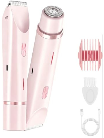 Razerly Maquinilla Mujer 2 En 1,depiladora Eléctrica De Doble Cabeza, Resistente Al Agua Y Para Uso En Seco Y Húmedo (Rosa)
