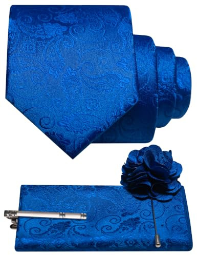JEMYGINS Arabesque paisley slips set män flerfärgad | Med näsduk slipsklämma och blomma perfekt för bröllop affärsliv och fest
