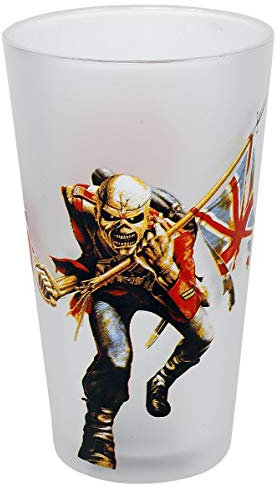 KKL Iron Maiden Trooper Unisex Vaso de cerveza blanco, Vidrio,