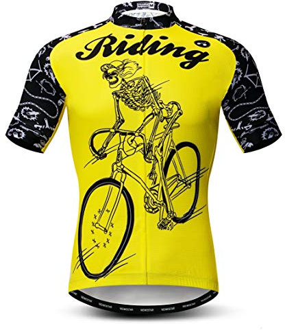 Cycling Jersey Men Bike Clothing Bicycle Jersey topMountain Road MTB Jersey Shirt Short Sleeve Team Sports Wear Yellow Riding Size XXL